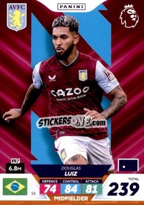 Sticker Douglas Luiz - English Premier League 2022-2023. Adrenalyn XL Plus
 n. 55 - Panini