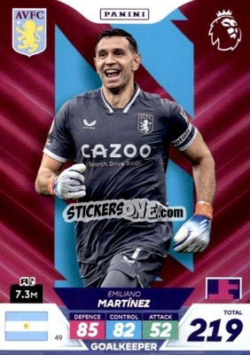 Sticker Emiliano Martínez - English Premier League 2022-2023. Adrenalyn XL Plus
 n. 49 - Panini