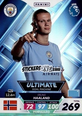 Sticker Erling Haaland - English Premier League 2022-2023. Adrenalyn XL Plus
 n. 6 - Panini