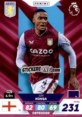 Sticker Ezri Konsa - English Premier League 2022-2023. Adrenalyn XL Plus
 n. 51 - Panini