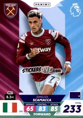 Sticker Gianluca Scamacca - English Premier League 2022-2023. Adrenalyn XL Plus
 n. 349 - Panini