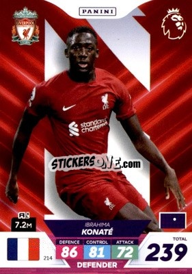 Sticker Ibrahima Konaté - English Premier League 2022-2023. Adrenalyn XL Plus
 n. 214 - Panini