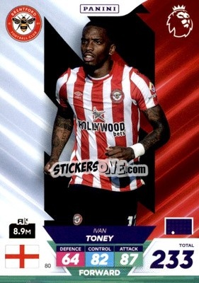 Sticker Ivan Toney - English Premier League 2022-2023. Adrenalyn XL Plus
 n. 80 - Panini
