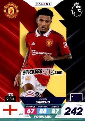 Sticker Jadon Sancho - English Premier League 2022-2023. Adrenalyn XL Plus
 n. 260 - Panini