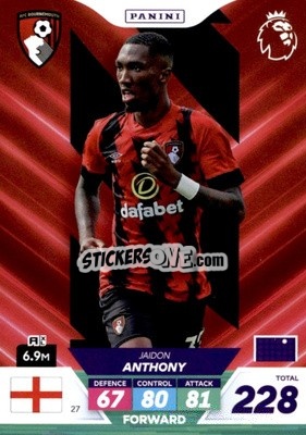 Sticker Jaidon Anthony - English Premier League 2022-2023. Adrenalyn XL Plus
 n. 27 - Panini