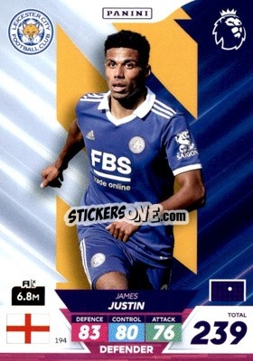 Sticker James Justin - English Premier League 2022-2023. Adrenalyn XL Plus
 n. 194 - Panini