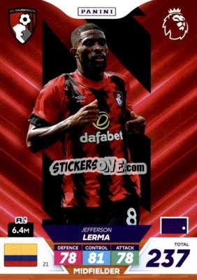 Sticker Jefferson Lerma - English Premier League 2022-2023. Adrenalyn XL Plus
 n. 21 - Panini
