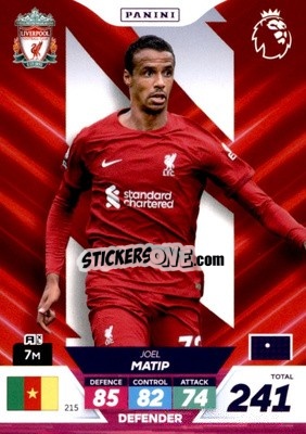 Sticker Joël Matip - English Premier League 2022-2023. Adrenalyn XL Plus
 n. 215 - Panini