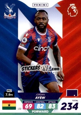 Sticker Jordan Ayew - English Premier League 2022-2023. Adrenalyn XL Plus
 n. 132 - Panini