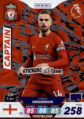 Sticker Jordan Henderson - English Premier League 2022-2023. Adrenalyn XL Plus
 n. 208 - Panini