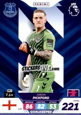 Sticker Jordan Pickford - English Premier League 2022-2023. Adrenalyn XL Plus
 n. 139 - Panini