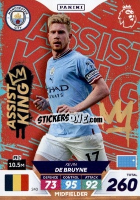 Sticker Kevin De Bruyne - English Premier League 2022-2023. Adrenalyn XL Plus
 n. 240 - Panini