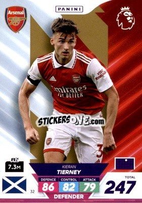 Sticker Kieran Tierney - English Premier League 2022-2023. Adrenalyn XL Plus
 n. 32 - Panini