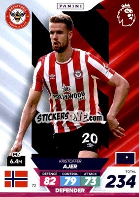 Sticker Kristoffer Ajer - English Premier League 2022-2023. Adrenalyn XL Plus
 - Panini