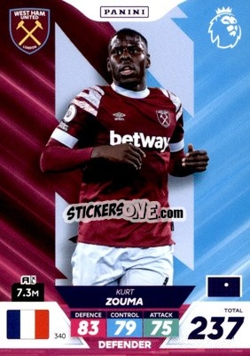 Sticker Kurt Zouma - English Premier League 2022-2023. Adrenalyn XL Plus
 n. 340 - Panini