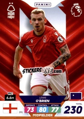 Figurina Lewis O'Brien - English Premier League 2022-2023. Adrenalyn XL Plus
 n. 291 - Panini