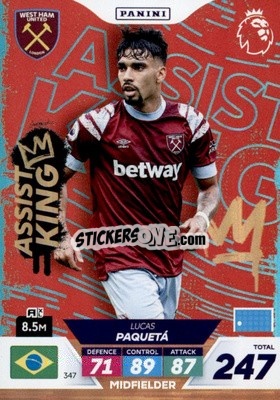Sticker Lucas Paquetá - English Premier League 2022-2023. Adrenalyn XL Plus
 n. 347 - Panini