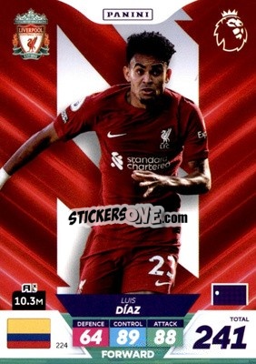 Sticker Luis Díaz - English Premier League 2022-2023. Adrenalyn XL Plus
 n. 224 - Panini