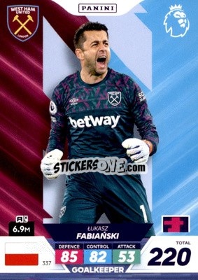 Sticker Łukasz Fabiański - English Premier League 2022-2023. Adrenalyn XL Plus
 n. 337 - Panini