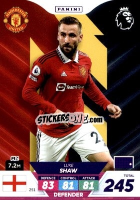 Sticker Luke Shaw - English Premier League 2022-2023. Adrenalyn XL Plus
 n. 251 - Panini