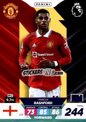 Sticker Marcus Rashford - English Premier League 2022-2023. Adrenalyn XL Plus
 n. 259 - Panini