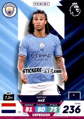 Sticker Nathan Aké - English Premier League 2022-2023. Adrenalyn XL Plus
 n. 232 - Panini