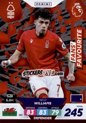 Sticker Neco Williams - English Premier League 2022-2023. Adrenalyn XL Plus
 n. 282 - Panini