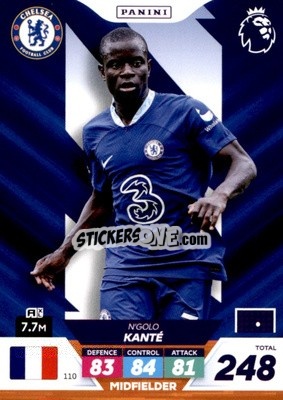 Sticker N'Golo Kanté - English Premier League 2022-2023. Adrenalyn XL Plus
 n. 110 - Panini