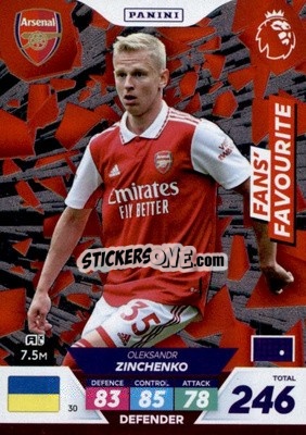 Sticker Oleksandr Zinchenko - English Premier League 2022-2023. Adrenalyn XL Plus
 n. 30 - Panini