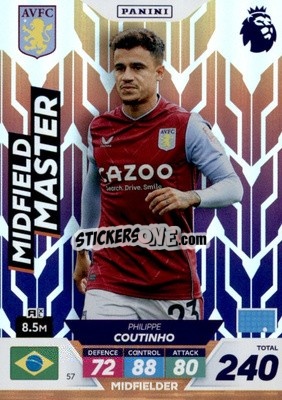 Sticker Philippe Coutinho - English Premier League 2022-2023. Adrenalyn XL Plus
 n. 57 - Panini