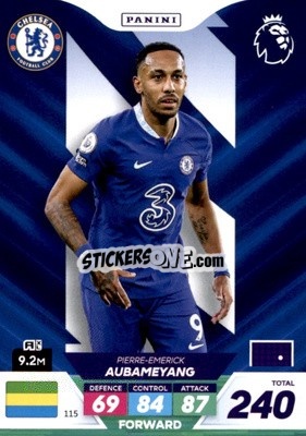 Sticker Pierre-Emerick Aubameyang - English Premier League 2022-2023. Adrenalyn XL Plus
 n. 115 - Panini