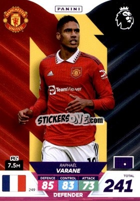 Sticker Raphaël Varane - English Premier League 2022-2023. Adrenalyn XL Plus
 n. 249 - Panini