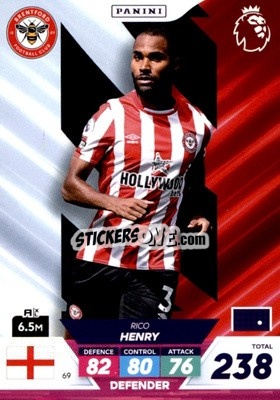 Sticker Rico Henry - English Premier League 2022-2023. Adrenalyn XL Plus
 n. 69 - Panini