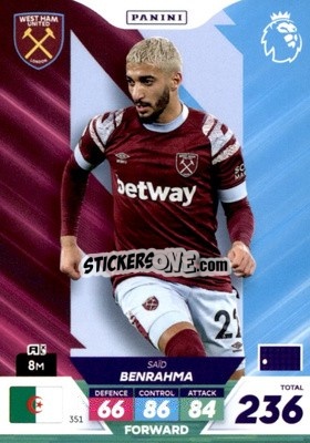 Sticker Saïd Benrahma - English Premier League 2022-2023. Adrenalyn XL Plus
 n. 351 - Panini