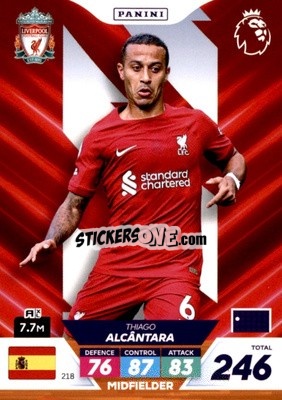 Sticker Thiago Alcântara - English Premier League 2022-2023. Adrenalyn XL Plus
 n. 218 - Panini