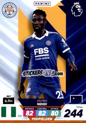 Sticker Wilfred Ndidi - English Premier League 2022-2023. Adrenalyn XL Plus
 n. 203 - Panini
