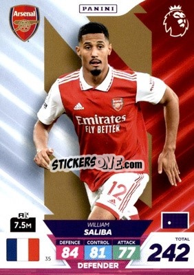 Sticker William Saliba - English Premier League 2022-2023. Adrenalyn XL Plus
 n. 35 - Panini