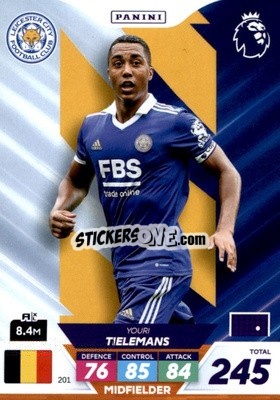 Sticker Youri Tielemans - English Premier League 2022-2023. Adrenalyn XL Plus
 n. 201 - Panini
