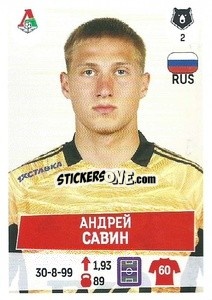 Sticker Андрей Савин - Russian Premier League 2021-2022
 n. 59 - Panini
