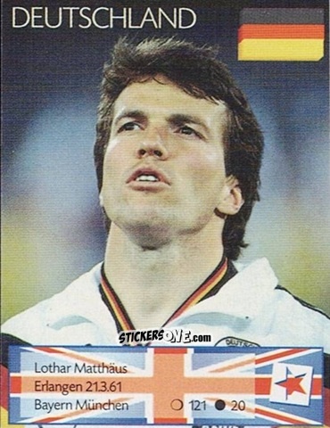 Sticker Lothar Matthaus - Euro Cup 1996
 n. 183 - EUROM
