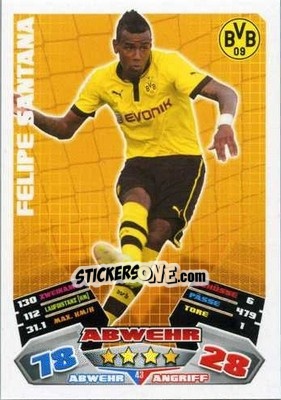 Sticker Felipe Santana - German Football Bundesliga 2012-2013. Match Attax - Topps