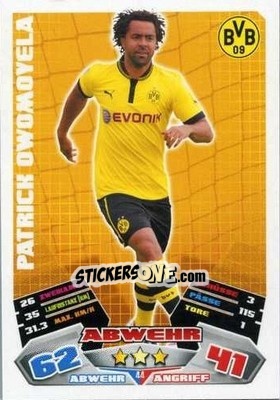 Sticker Patrick Owomoyela - German Football Bundesliga 2012-2013. Match Attax - Topps