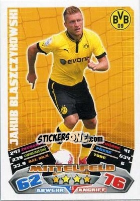 Sticker Jakub Blaszczykowski - German Football Bundesliga 2012-2013. Match Attax n. 46 - Topps