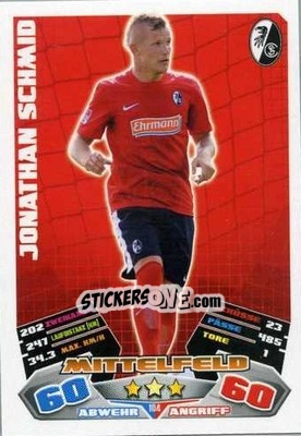 Sticker Jonathan Schmid - German Football Bundesliga 2012-2013. Match Attax n. 104 - Topps