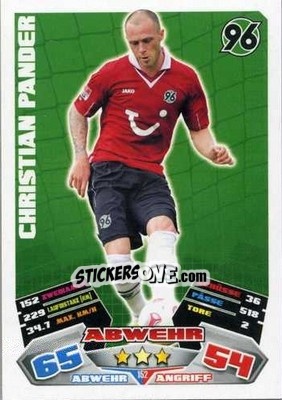 Cromo Christian Pander - German Football Bundesliga 2012-2013. Match Attax - Topps