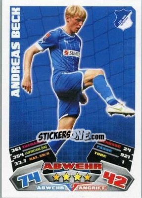 Sticker Andreas Beck - German Football Bundesliga 2012-2013. Match Attax n. 167 - Topps