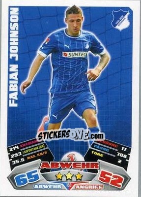 Sticker Fabian Johnson - German Football Bundesliga 2012-2013. Match Attax n. 168 - Topps