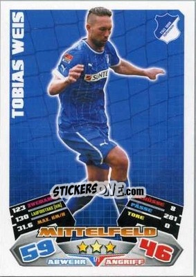 Sticker Tobias Weis - German Football Bundesliga 2012-2013. Match Attax n. 171 - Topps