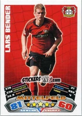 Cromo Lars Bender - German Football Bundesliga 2012-2013. Match Attax - Topps