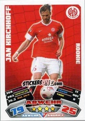Sticker Jan Kirchhoff - German Football Bundesliga 2012-2013. Match Attax - Topps